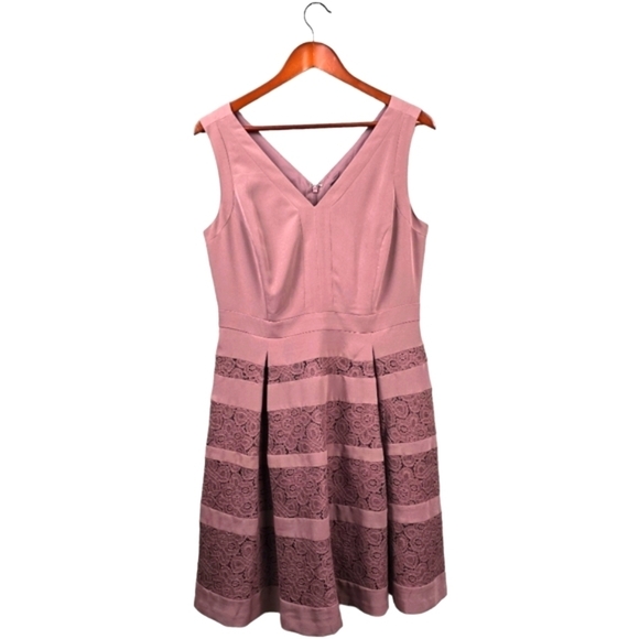 THE LIMITED Sleeveless Floral Lace Accent Chic A-line Dress Mauve Womens Sz 10 - Picture 1 of 13